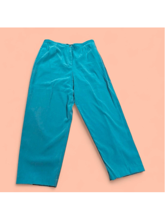 Karen Scott Pants - Vintage 90s Karen Scott Pants XL High Rise Straight Leg Casual Preppy Teal Artsy
